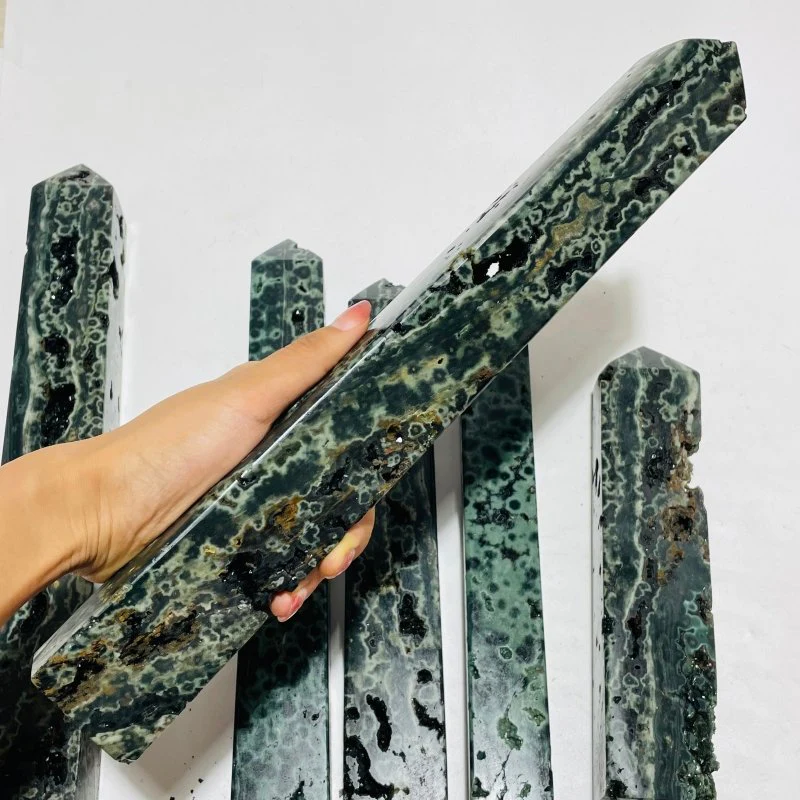 6 Pieces High Quality Large Green Sea Jasper Druzy Tower - Image 4