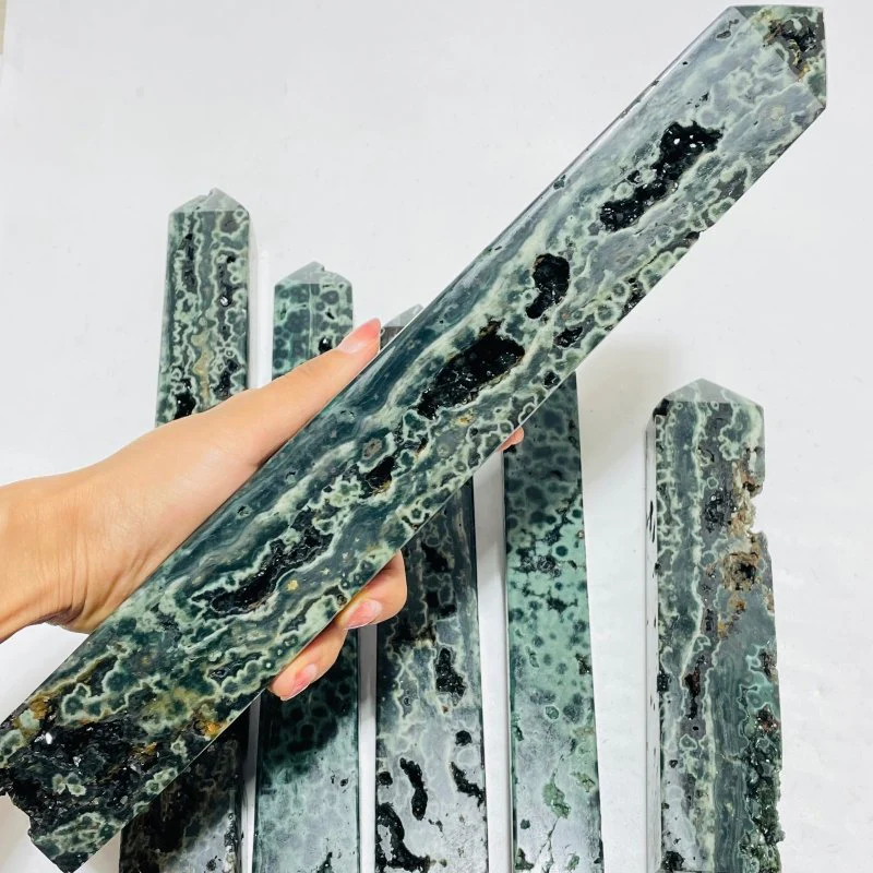 6 Pieces High Quality Large Green Sea Jasper Druzy Tower - Image 6