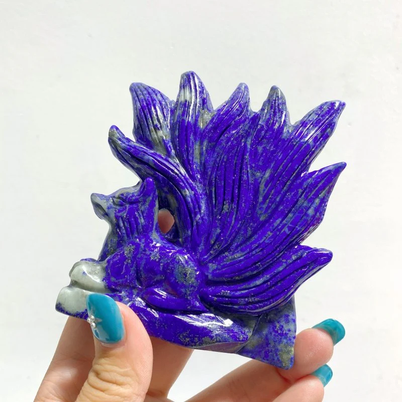 6 Pieces Lapis Lazuli Nine-tailed Fox Carving - Image 2