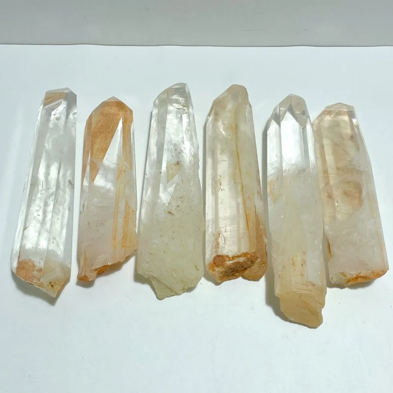 6 Pieces Large Clear Quartz Point Raw Bottom - Image 2