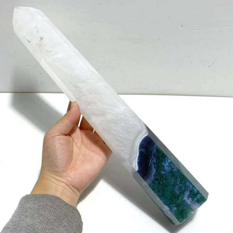 6 Pieces Large Green Moss Agate Points - Image 3