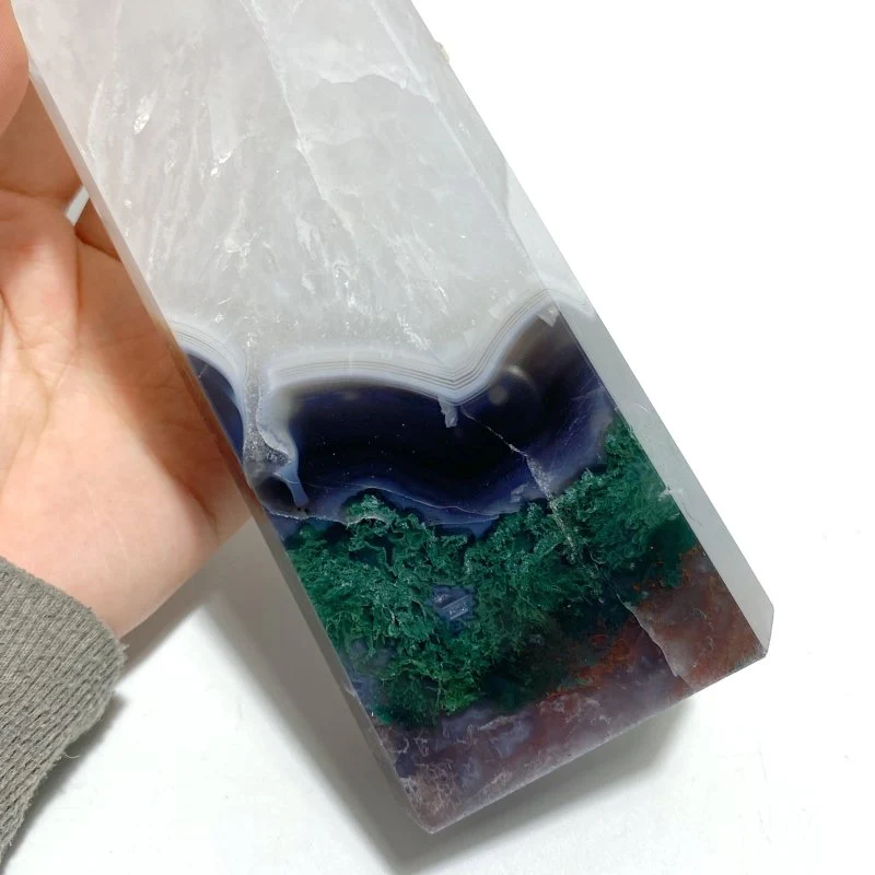 6 Pieces Large Green Moss Agate Points - Image 5