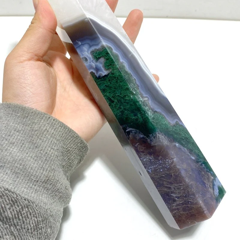 6 Pieces Large Green Moss Agate Points - Image 6