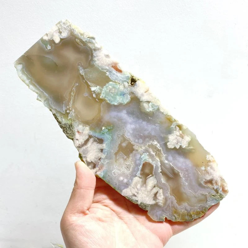 6 Pieces Large Green Sakura Flower Agate Slabs - Image 2