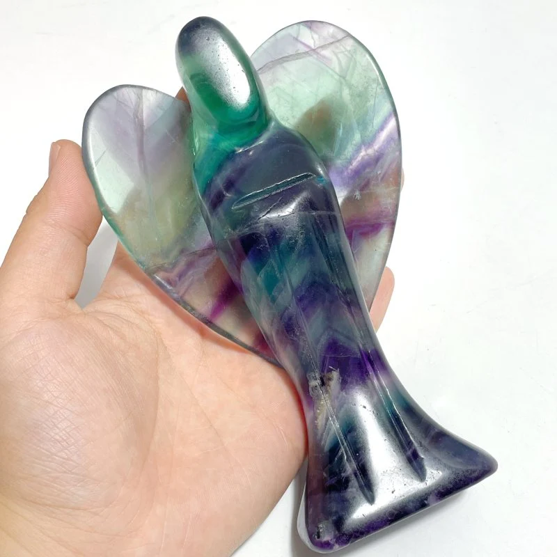 6 Pieces Large Rainbow Fluorite Angel Carving - Image 3