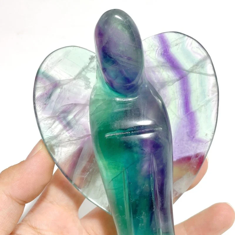 6 Pieces Large Rainbow Fluorite Angel Carving - Image 6