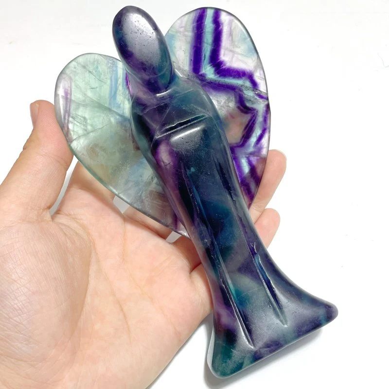 6 Pieces Large Rainbow Fluorite Angel Carving - Image 7