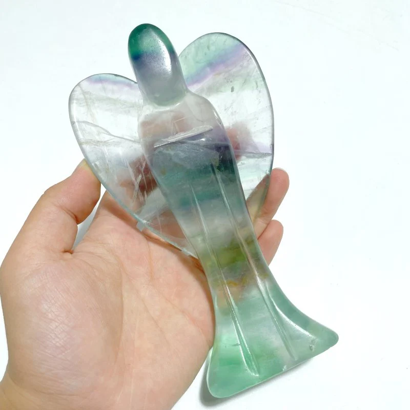 6 Pieces Rainbow Fluorite Angel Carving - Image 2