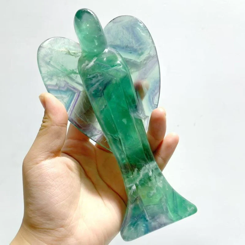 6 Pieces Rainbow Fluorite Angel Carving - Image 3