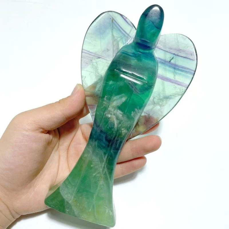 6 Pieces Rainbow Fluorite Angel Carving - Image 4