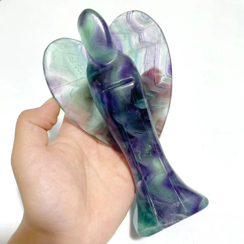 6 Pieces Rainbow Fluorite Angel Carving - Image 5