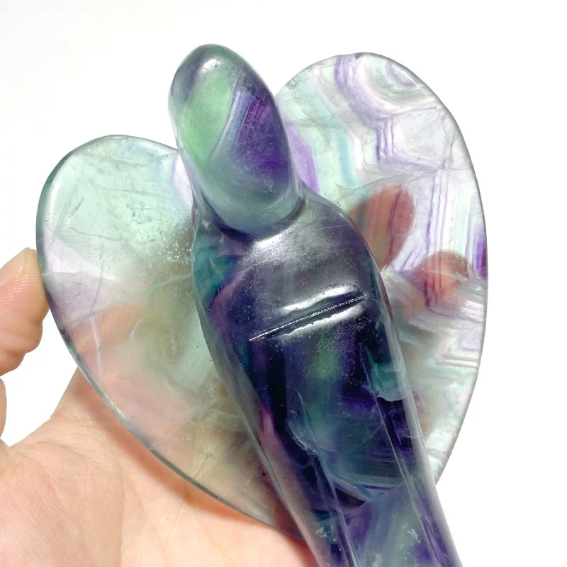 6 Pieces Rainbow Fluorite Angel Carving - Image 7