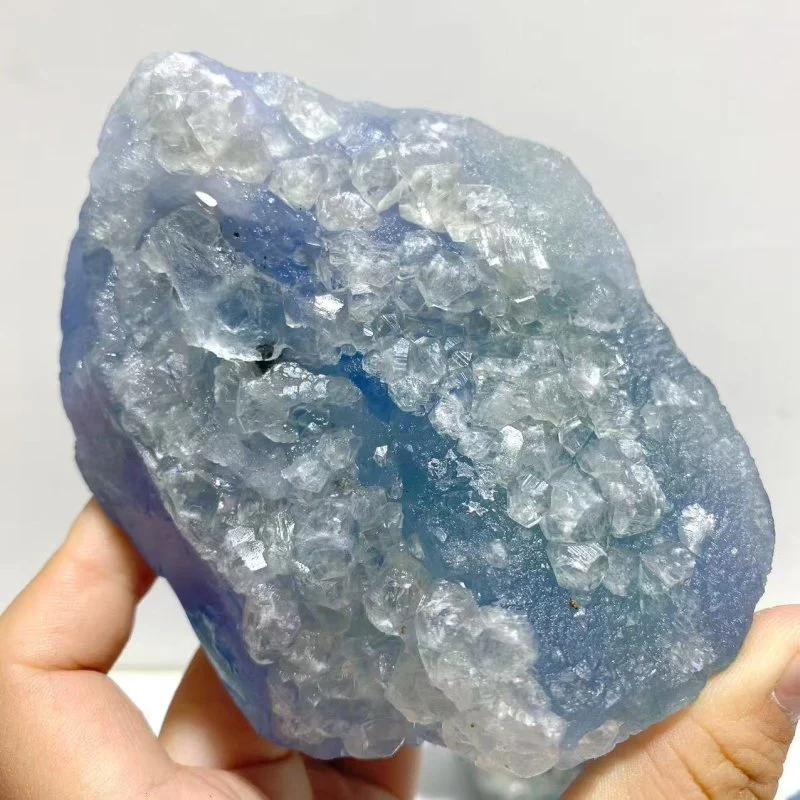 6 Pieces Large Raw Blue Fluorite Mixed Calcite Specimen - Image 2
