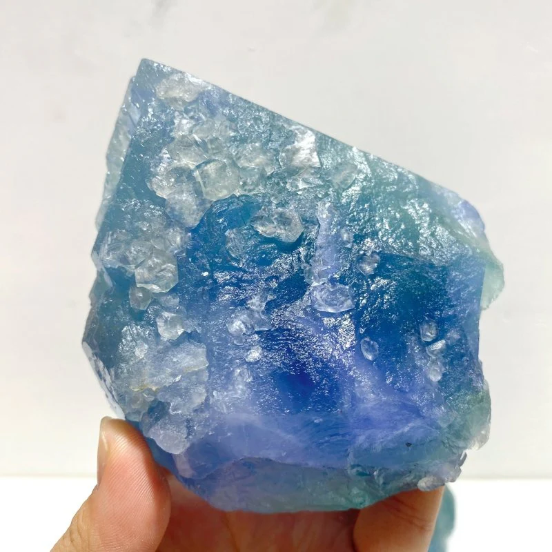 6 Pieces Large Raw Blue Fluorite Mixed Calcite Specimen - Image 5