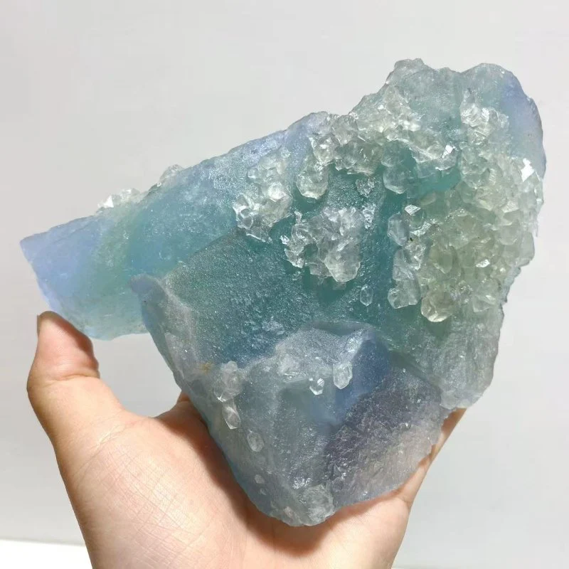 6 Pieces Large Raw Blue Fluorite Mixed Calcite Specimen - Image 7