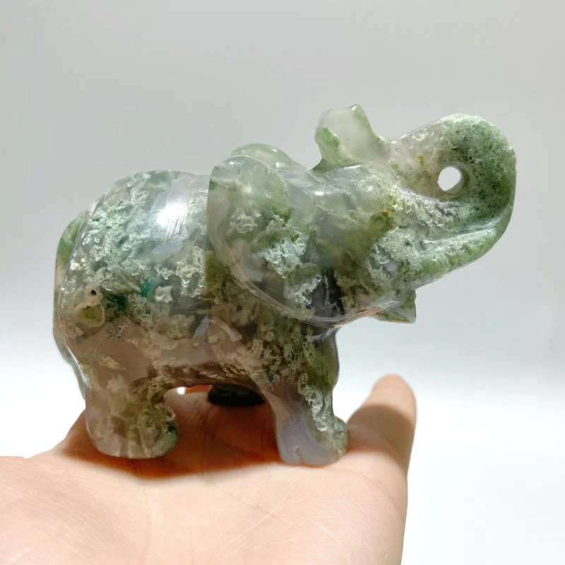 6 Pieces Moss Agate Elephant Carving - Image 5