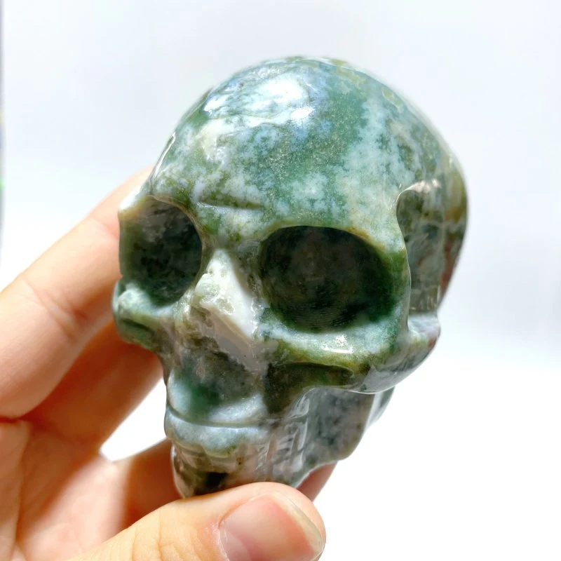 6 Pieces Moss Agate Skull Carving - Image 2