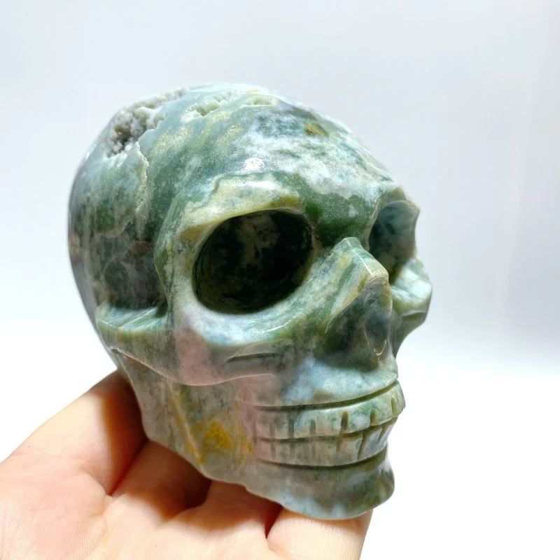 6 Pieces Moss Agate Skull Carving - Image 3