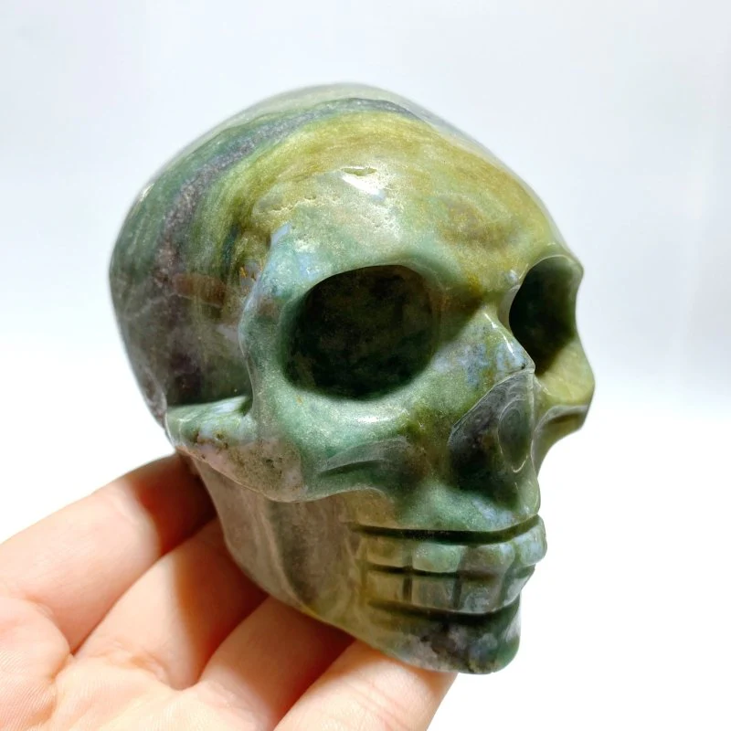 6 Pieces Moss Agate Skull Carving - Image 4