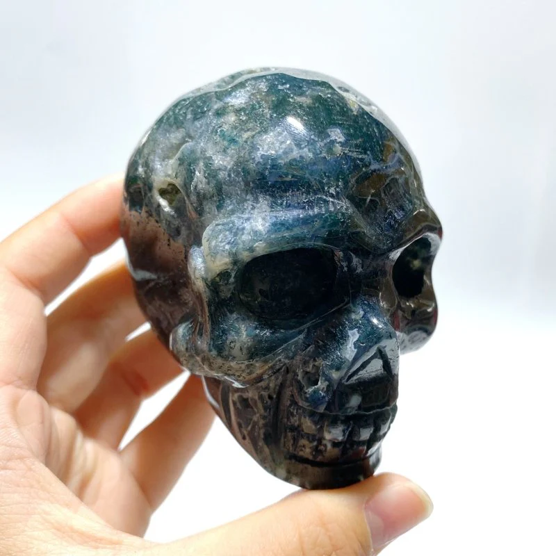 6 Pieces Moss Agate Skull Carving - Image 6
