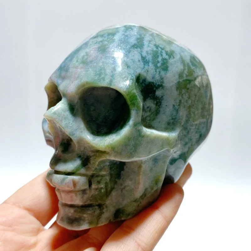 6 Pieces Moss Agate Skull Carving - Image 4