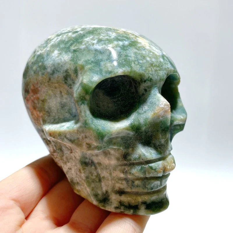6 Pieces Moss Agate Skull Carving - Image 6