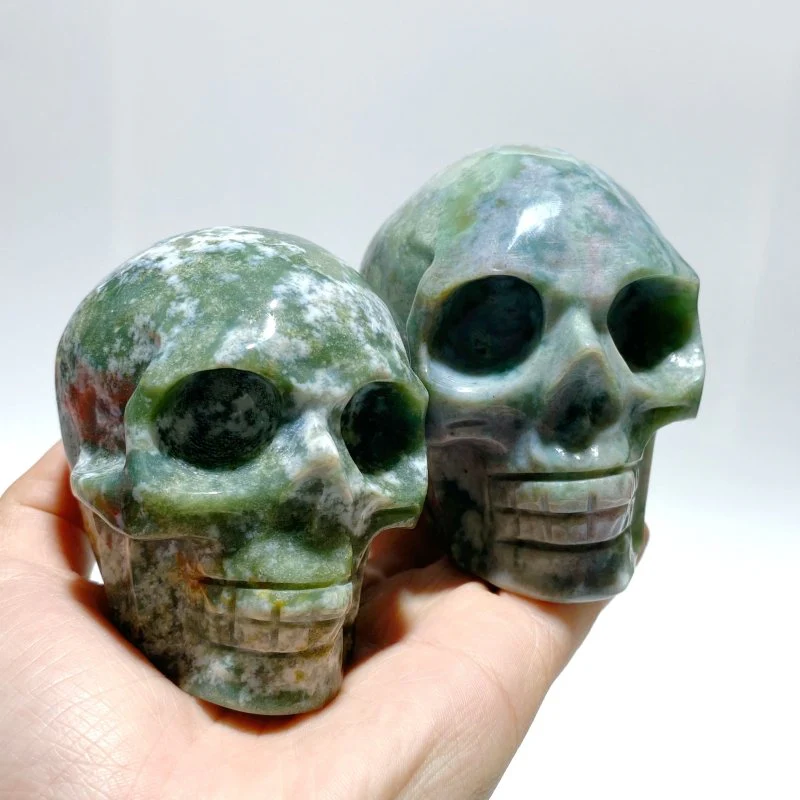 6 Pieces Moss Agate Skull Carving - Image 7