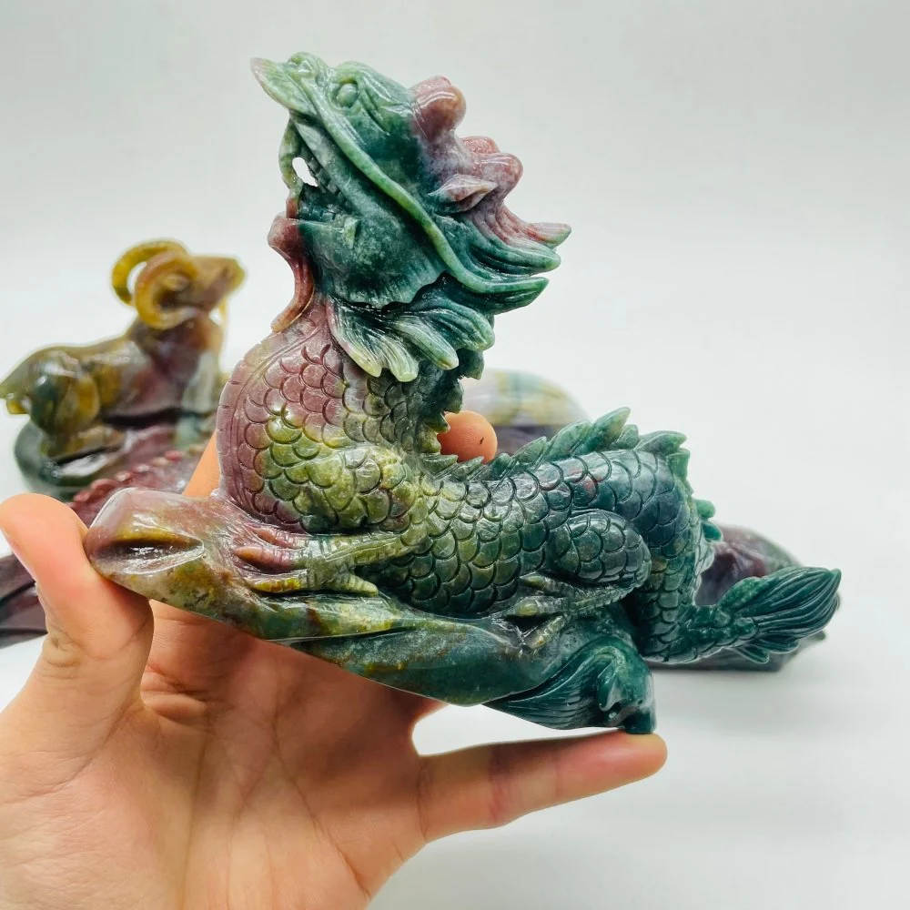 6 Pieces Beautiful Ocean Jasper Animals Carving - Image 8