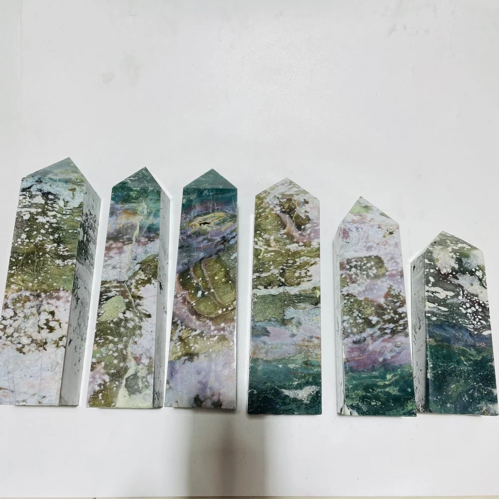 6 Pieces Large Ocean Jasper Tower Points - Image 2