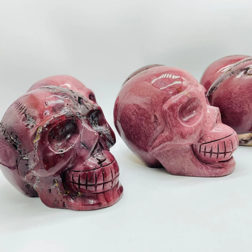 6 Pieces Large Petrified Wood Skull Carving - Image 5