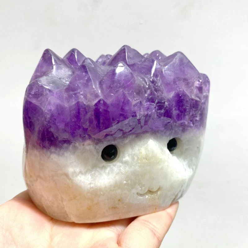7 Pieces Polished Amethyst Teeth Cluster Groot Carving - Image 2