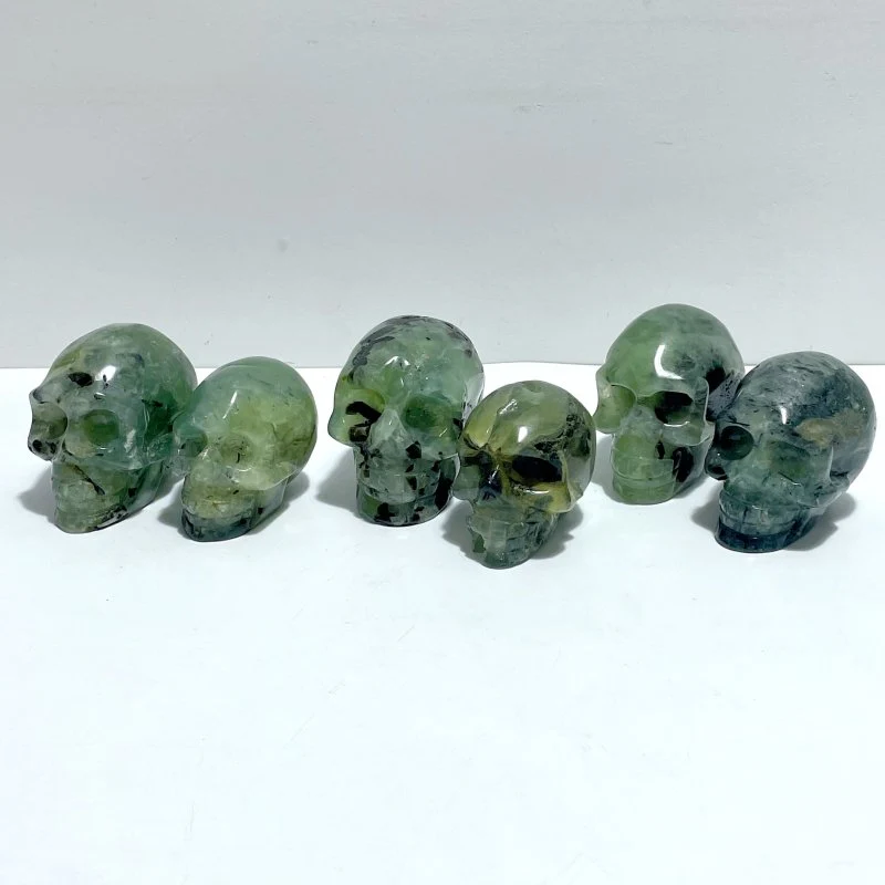 6 Pieces Small Prehnite Skull Carving - Image 2