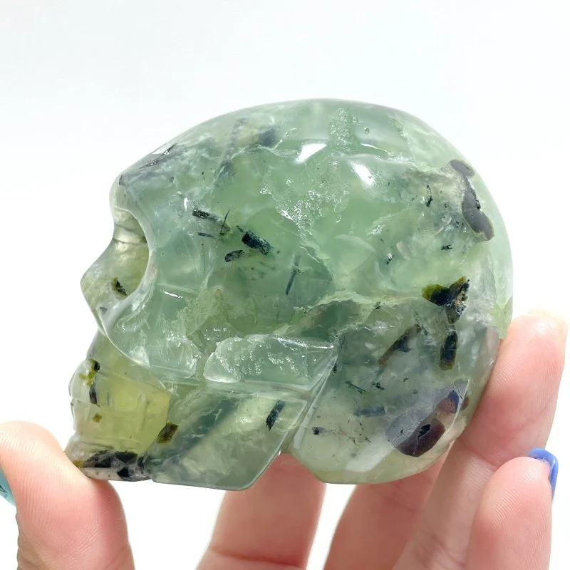6 Pieces Small Prehnite Skull Carving - Image 3