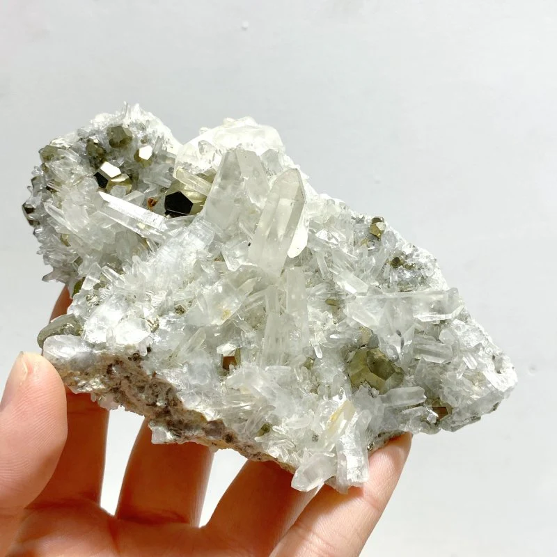7 Pieces Pyrite Mixed Clear Quartz Cluster Specimen For Collection - Image 4