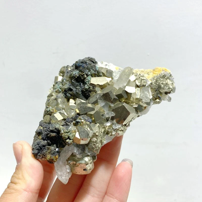 7 Pieces Pyrite Mixed Clear Quartz Cluster Specimen For Collection - Image 7
