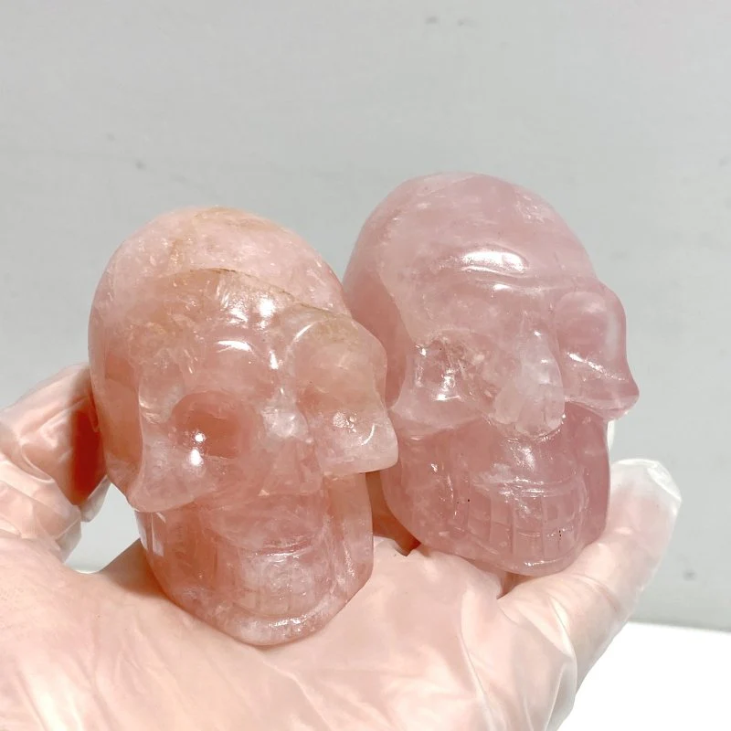 6 Pieces Rose Quartz Skull Carving - Image 4