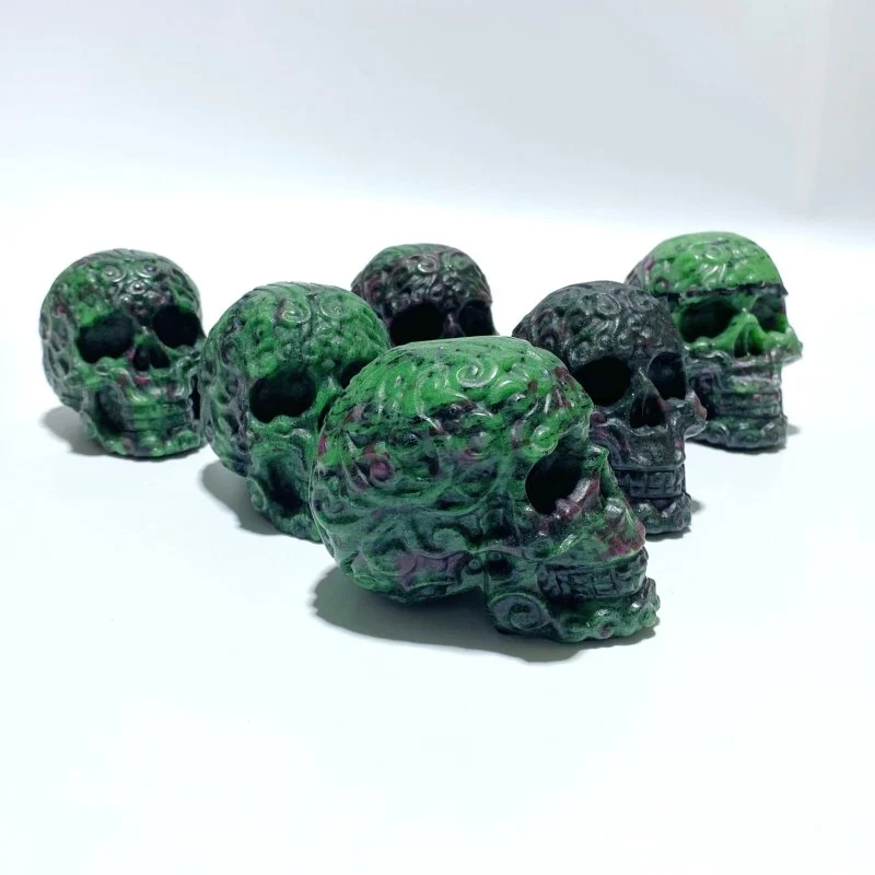 6 Pieces Ruby Zoisite Skull Carving