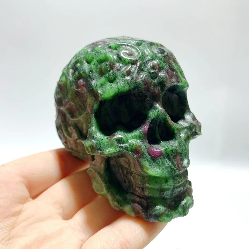 6 Pieces Ruby Zoisite Skull Carving - Image 2