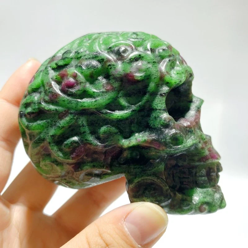 6 Pieces Ruby Zoisite Skull Carving - Image 3