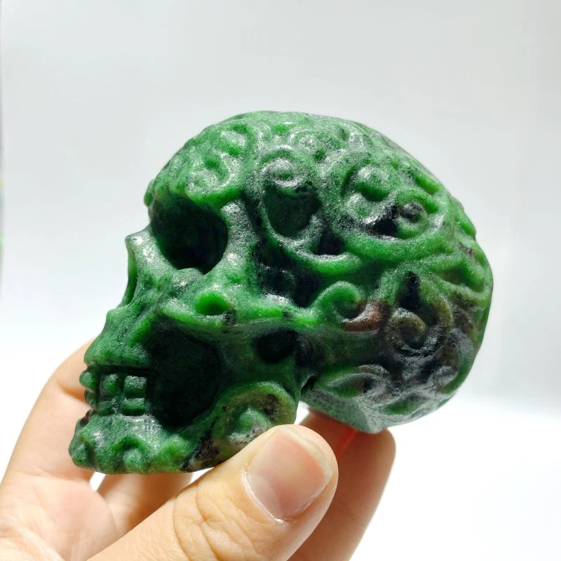 6 Pieces Ruby Zoisite Skull Carving - Image 4