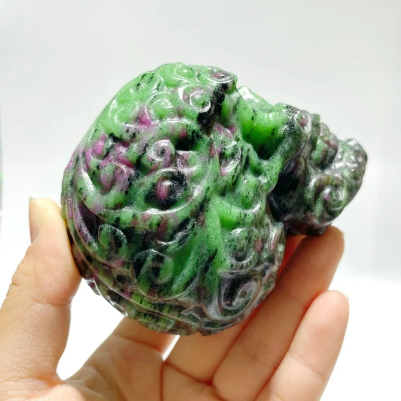 6 Pieces Ruby Zoisite Skull Carving - Image 5