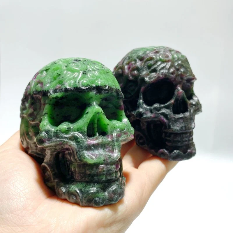 6 Pieces Ruby Zoisite Skull Carving - Image 6