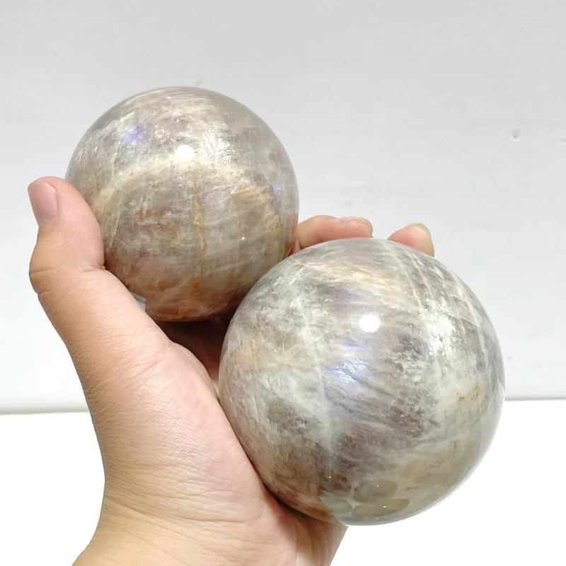 6 Pieces Big Sunstone Mixed Moonstone Spheres - Image 6