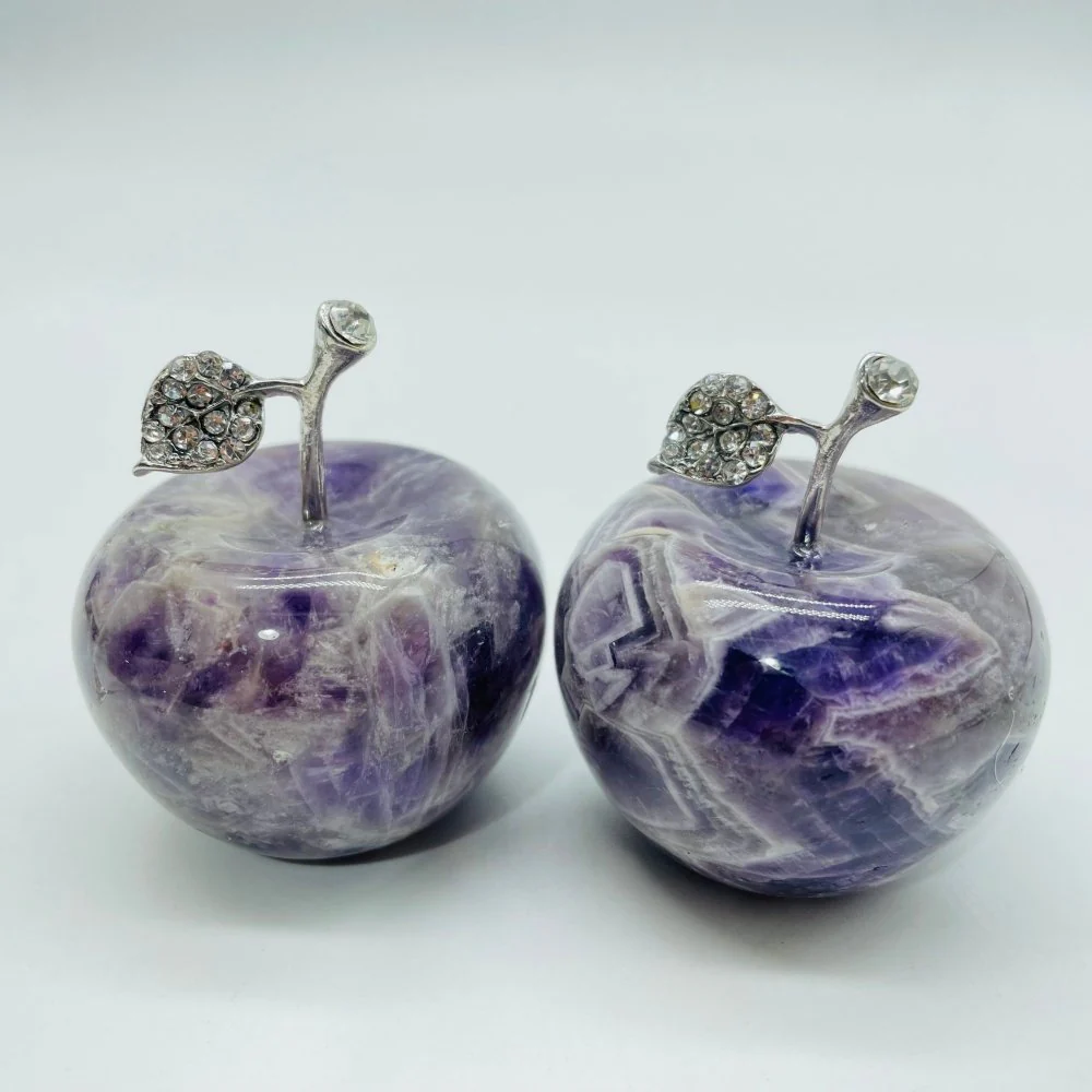 6 Types Chevron Amethyst&Labradorite Howlite Apple Carving Wholesale - Image 3