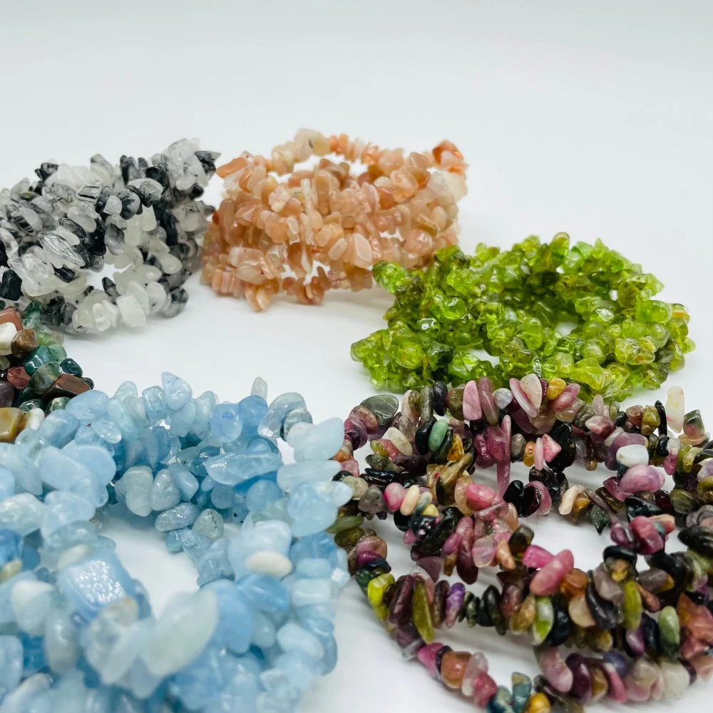 6 Types Chip Bracelet Aquamarine & Moss Agate Wholesale - Image 3
