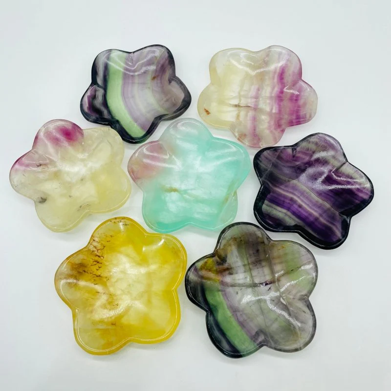 6 Types Different Shape Fluorite Colorful Shallow Bowl Heart Wholesale Moon Flower - Image 3