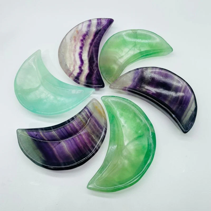 6 Types Different Shape Fluorite Colorful Shallow Bowl Heart Wholesale Moon Flower - Image 4