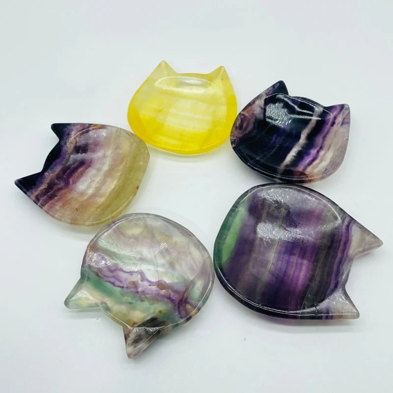 6 Types Different Shape Fluorite Colorful Shallow Bowl Heart Wholesale Moon Flower - Image 5