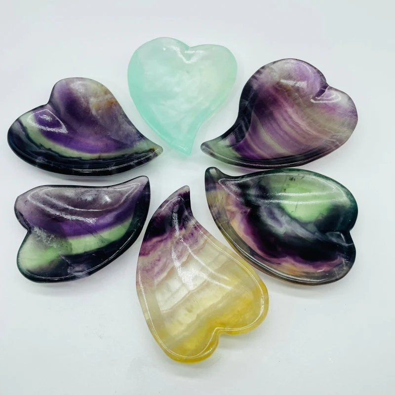 6 Types Different Shape Fluorite Colorful Shallow Bowl Heart Wholesale Moon Flower - Image 7