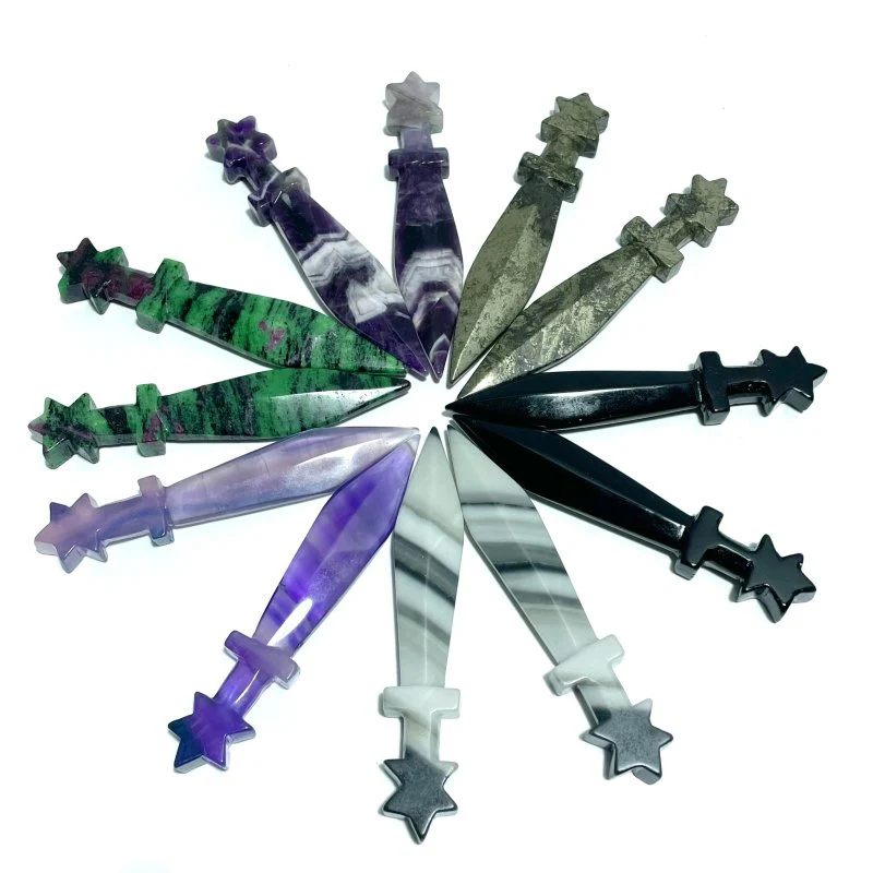 6 Types Halloween Knife Dagger Wholesale Fluorite Obsidian Chevron Amethyst